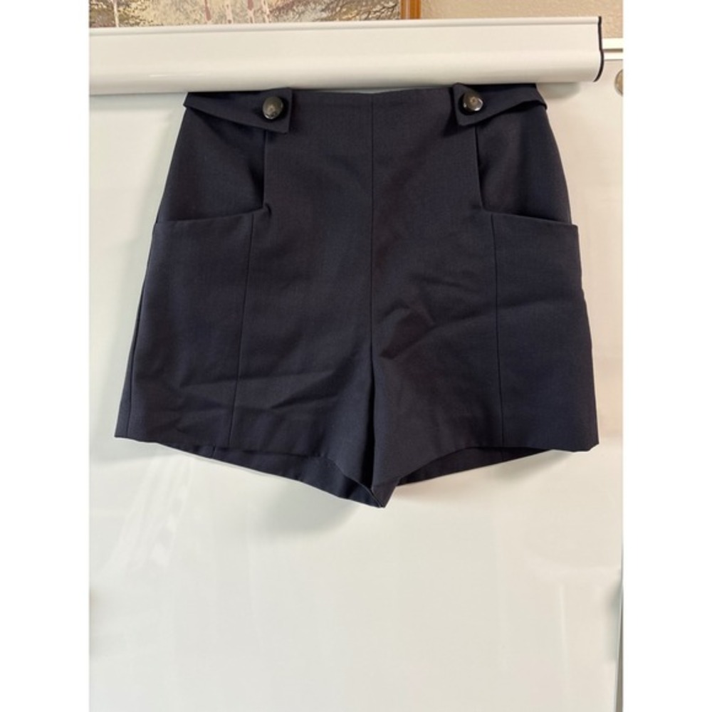 Sezane High Waist Blue Shorts Modern Tailoring